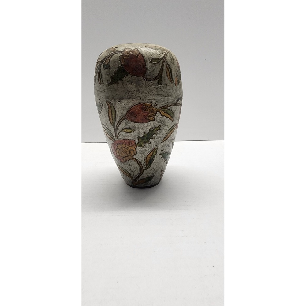 Old Beautiful Embossed Floral‎ Motif Brass Flower Vase